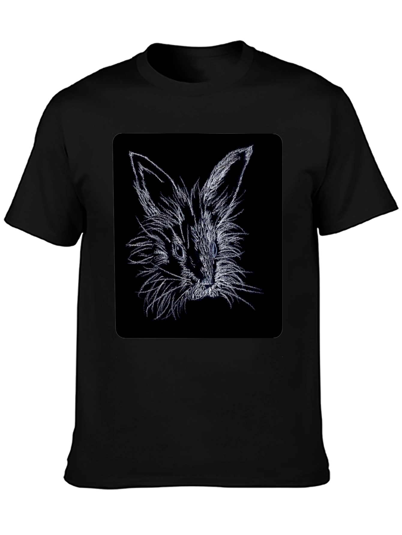 Rabbit Sketch Black T-Shirt
