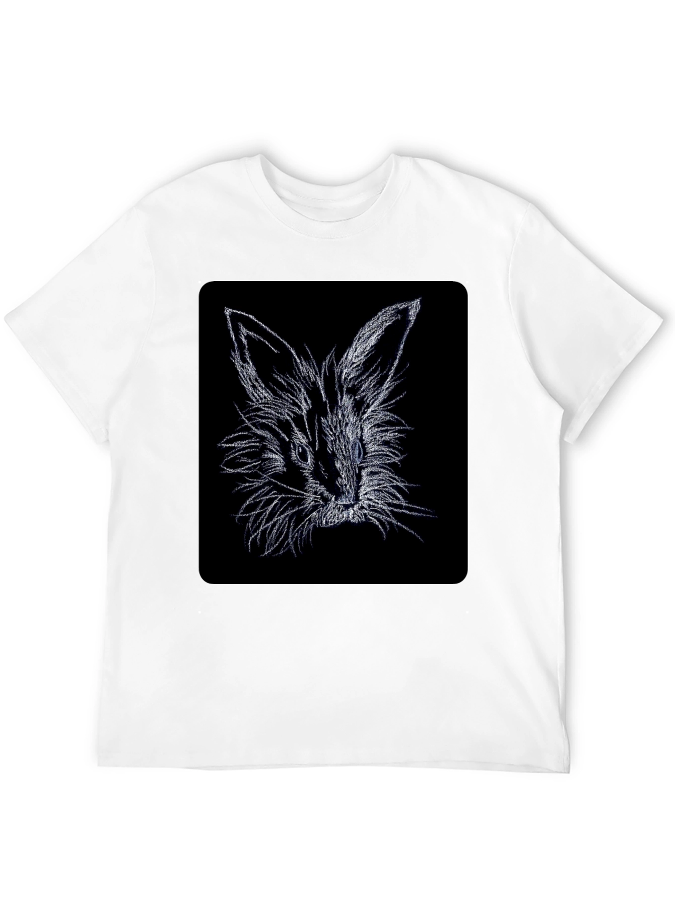 Rabbit Sketch Black T-Shirt
