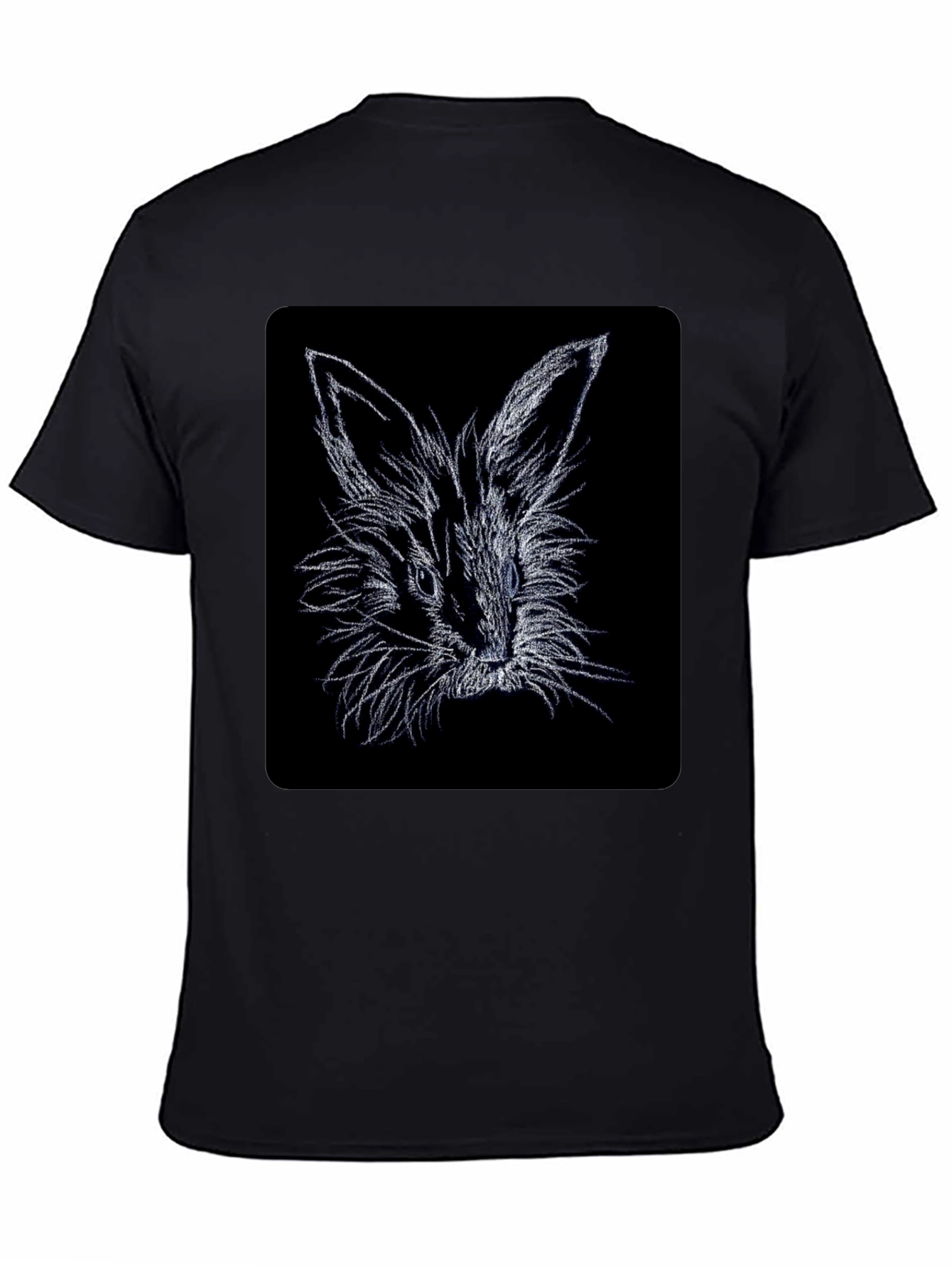 Rabbit Sketch Black T-Shirt