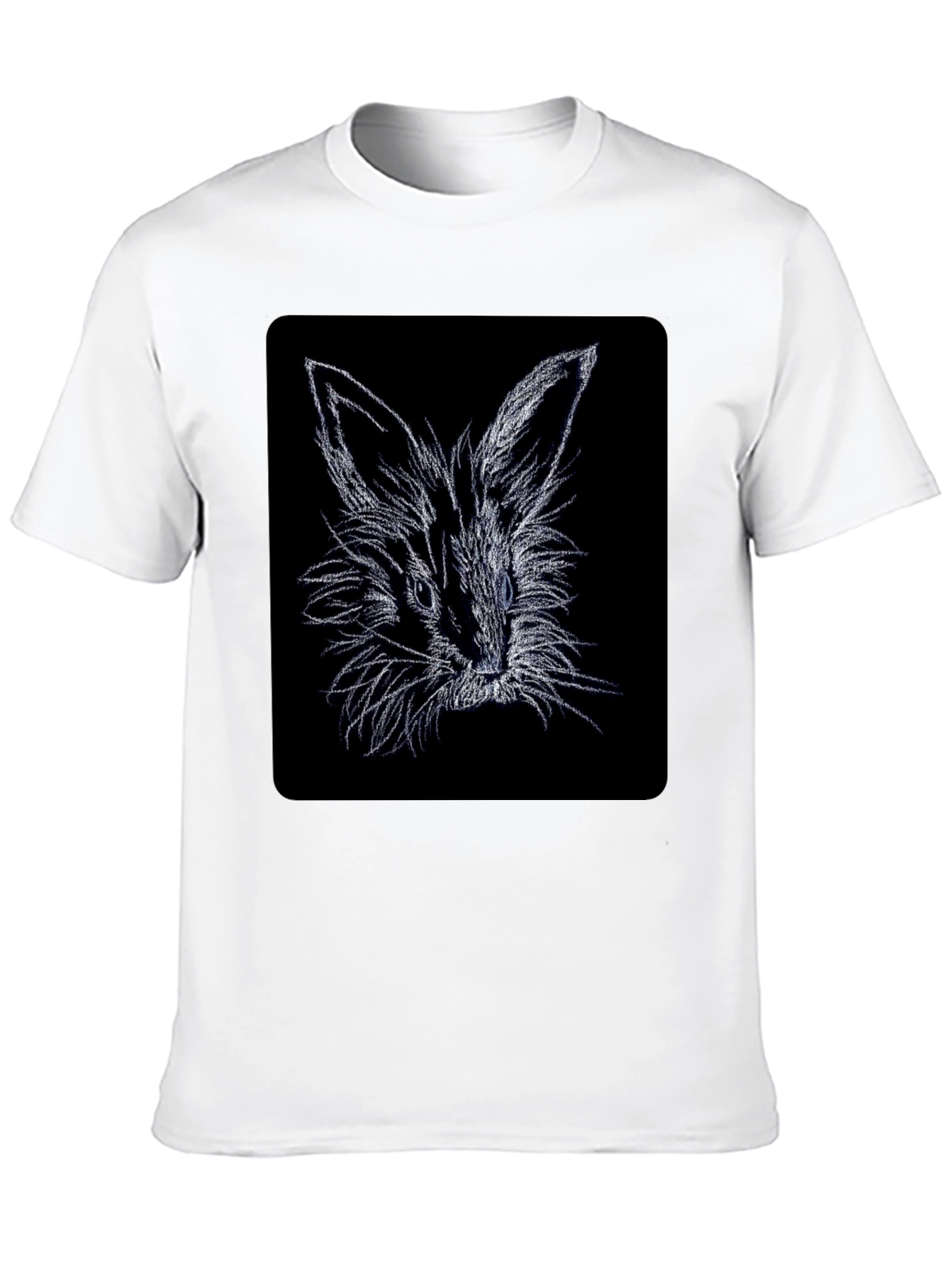 Rabbit Sketch Black T-Shirt