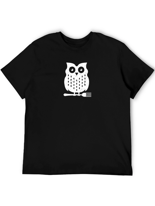 Owl on a Fork Graphic Tee - Black