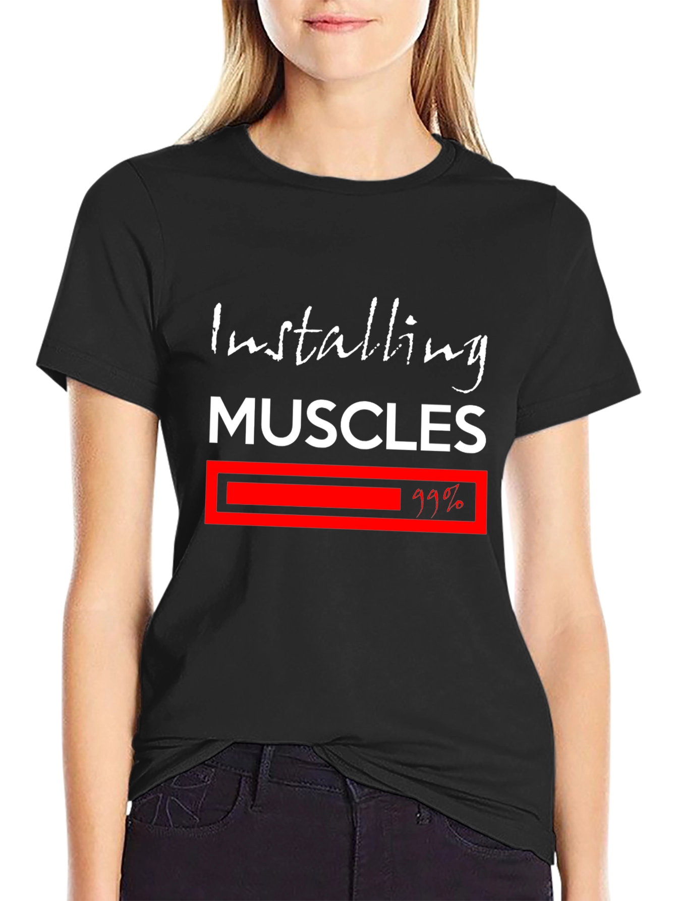 Installing Muscles T-Shirt - Funny Workout Gym Tee