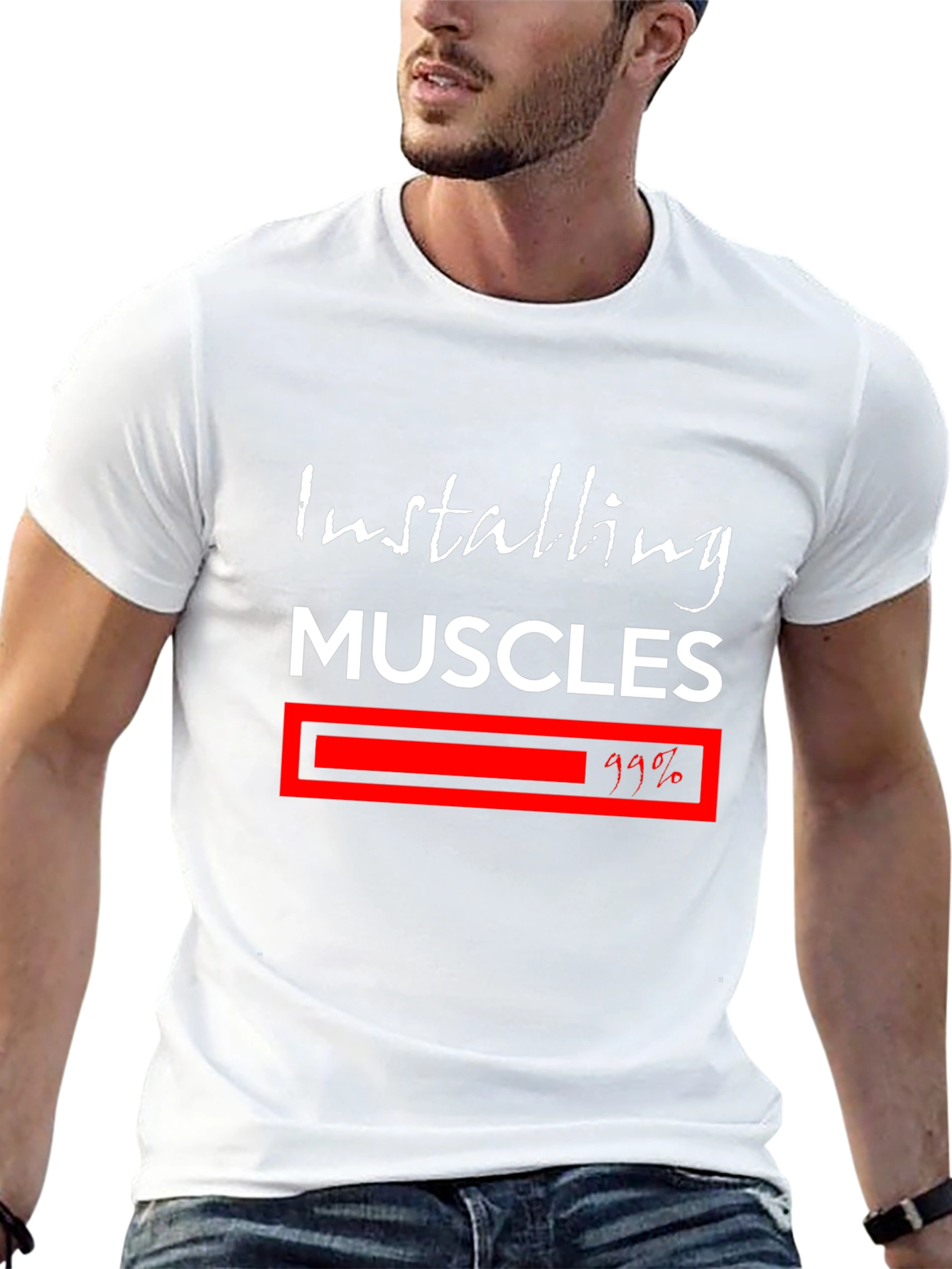 Installing Muscles T-Shirt - Funny Workout Gym Tee