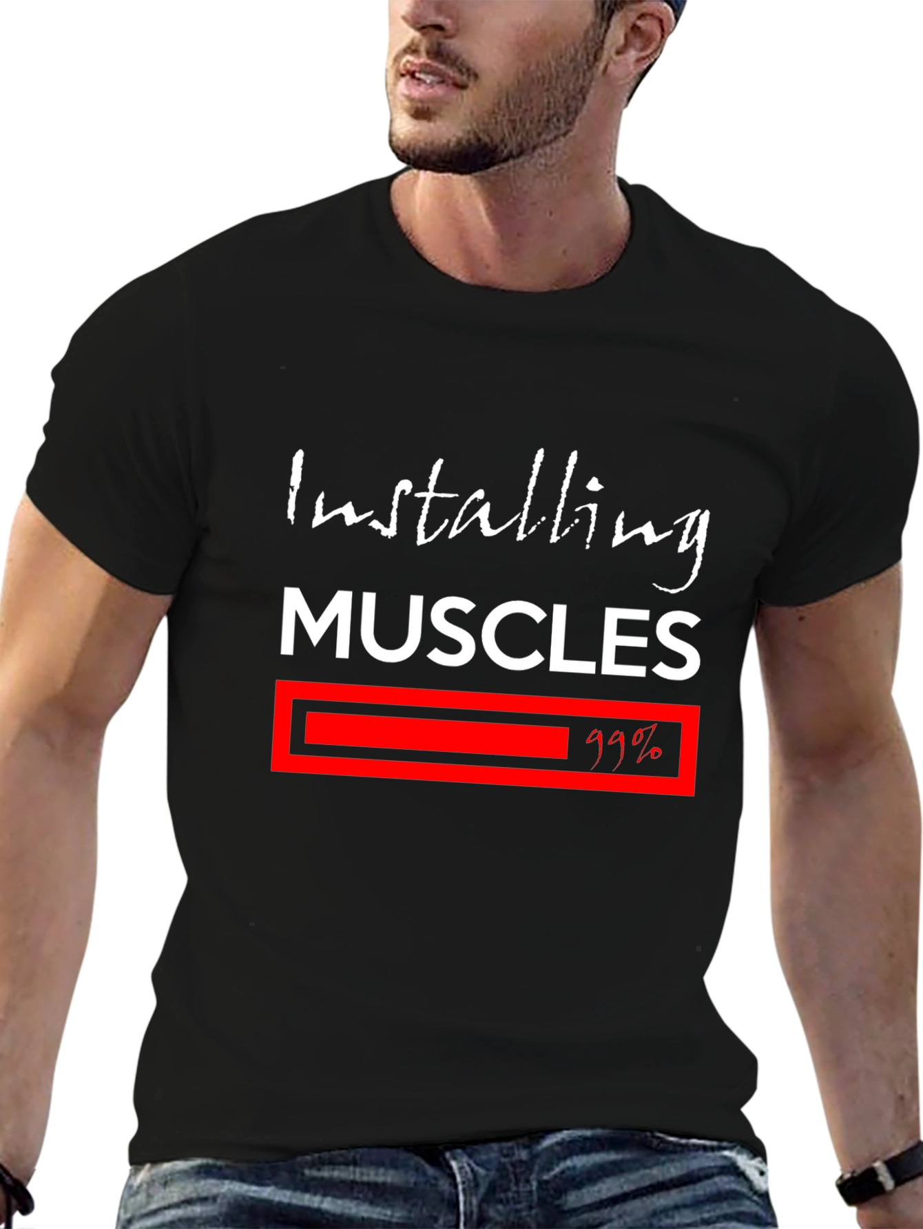 Installing Muscles T-Shirt - Funny Workout Gym Tee