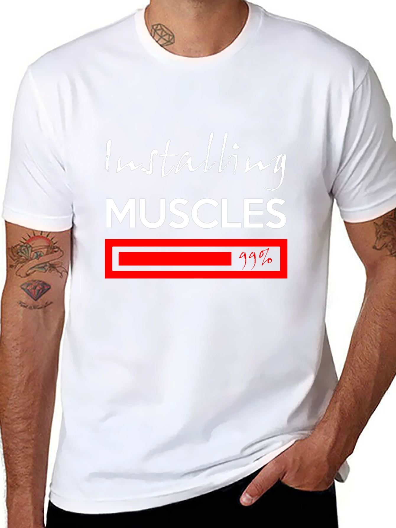 Installing Muscles T-Shirt - Funny Workout Gym Tee