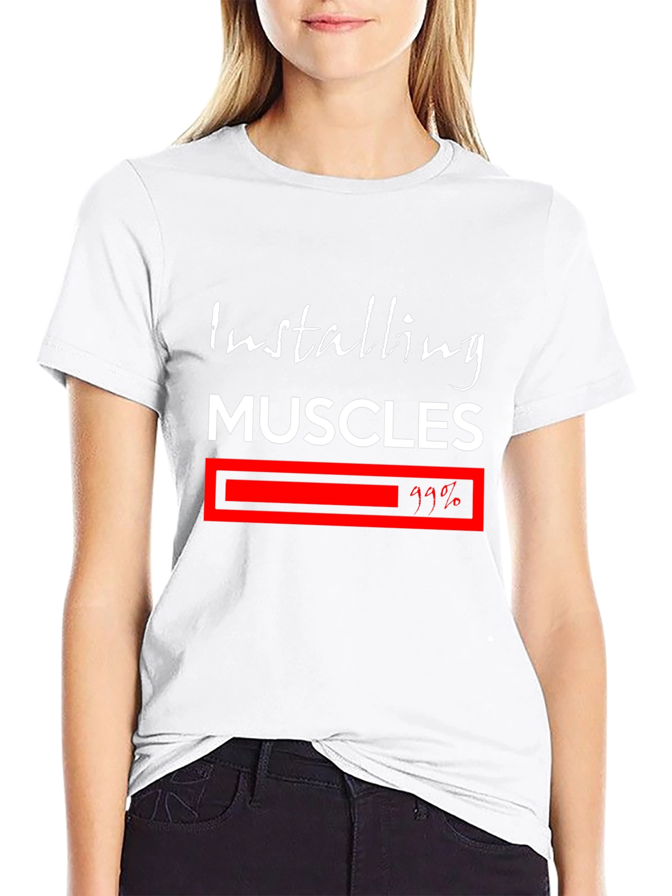 Installing Muscles T-Shirt - Funny Workout Gym Tee