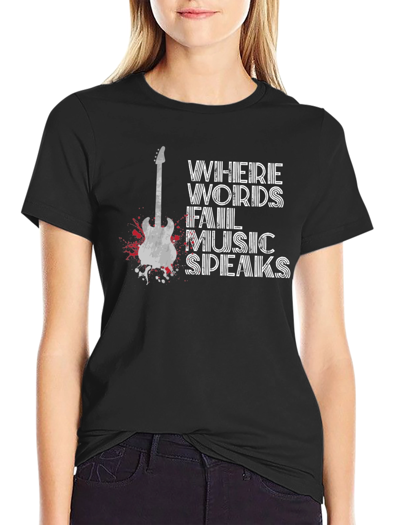 Music Speaks Graphic T-Shirt - Black Cotton Tee