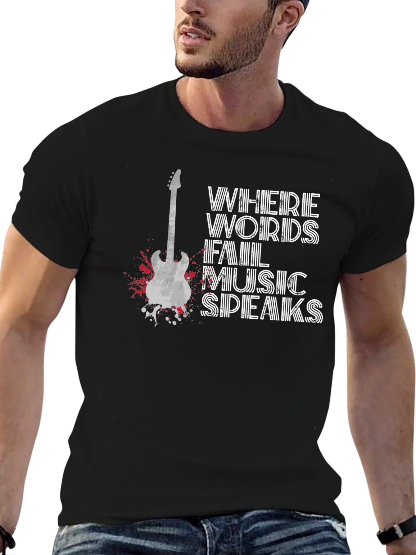Music Speaks Graphic T-Shirt - Black Cotton Tee