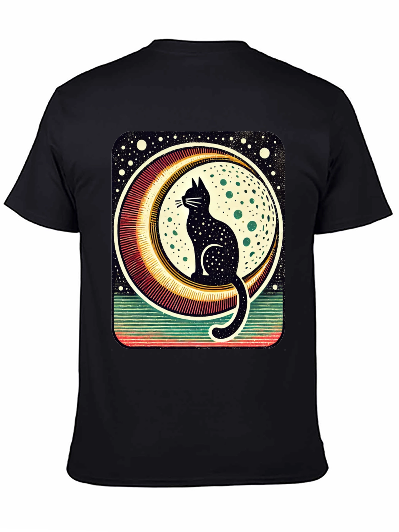 Black Cat Moon Graphic Tee - Stylish Unisex T-Shirt