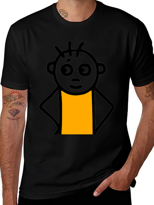 Funny Stick Figure Graphic Tee - Casual Black T-Shirt