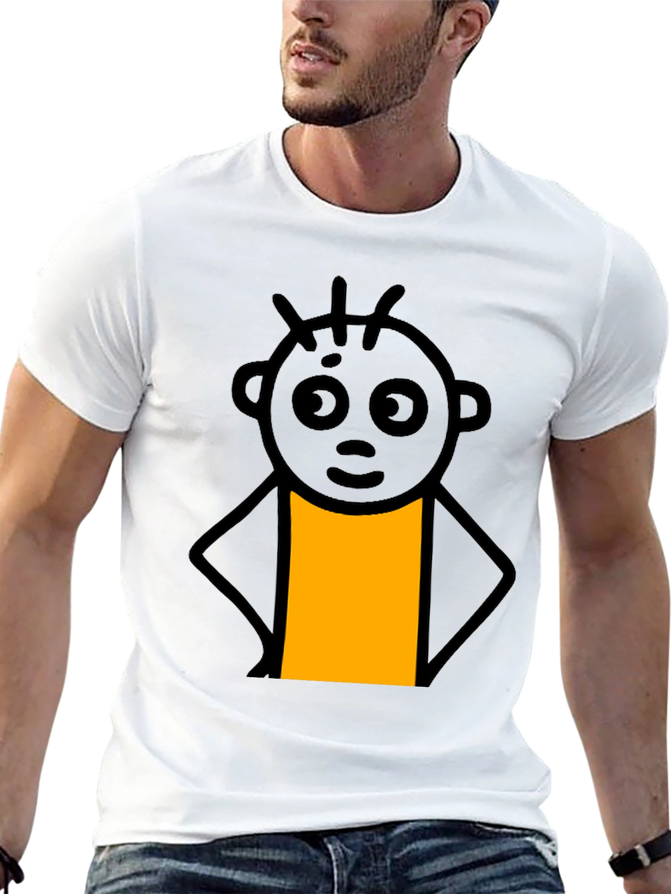 Funny Stick Figure Graphic Tee - Casual Black T-Shirt