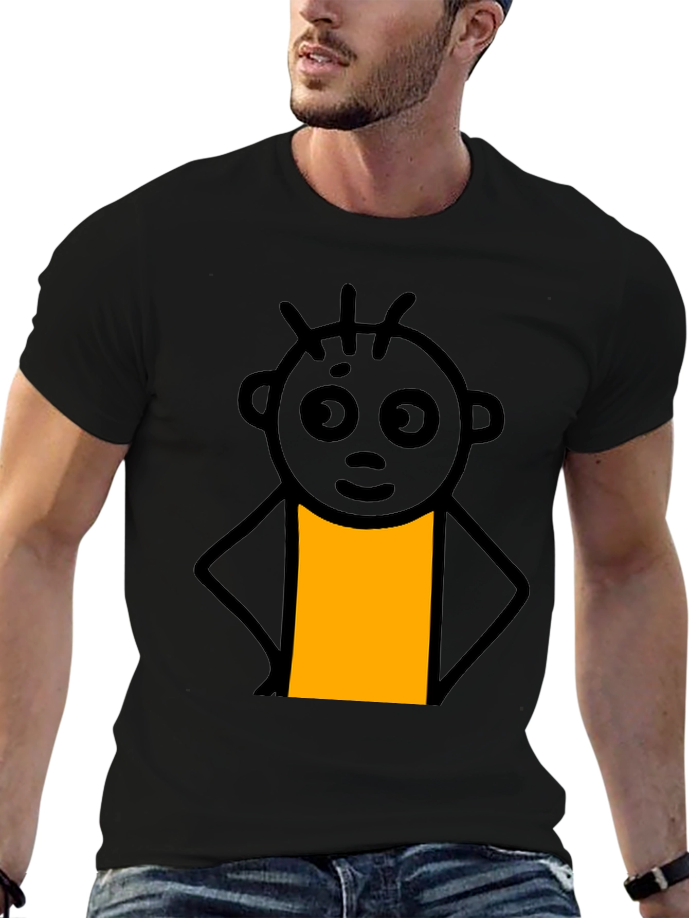 Funny Stick Figure Graphic Tee - Casual Black T-Shirt