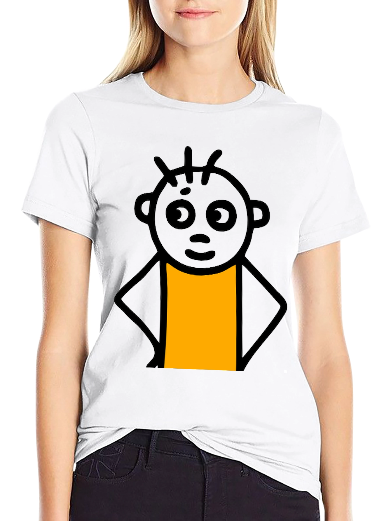 Funny Stick Figure Graphic Tee - Casual Black T-Shirt