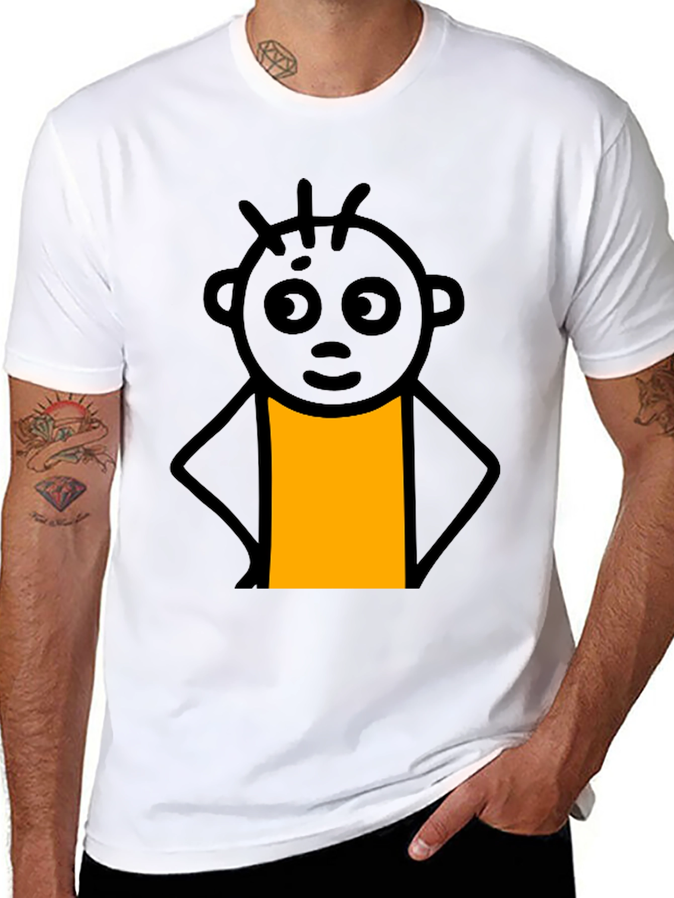 Funny Stick Figure Graphic Tee - Casual Black T-Shirt