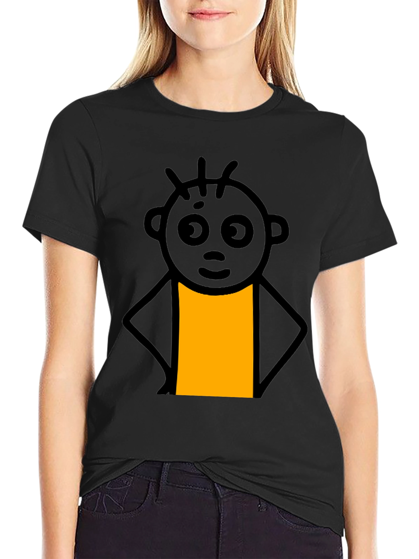 Funny Stick Figure Graphic Tee - Casual Black T-Shirt