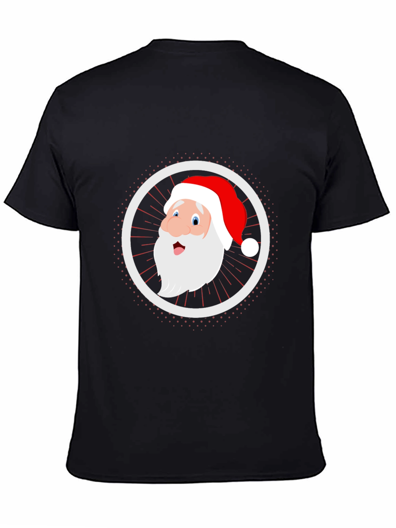 Festive Santa Graphic Tee - Black Cotton Blend