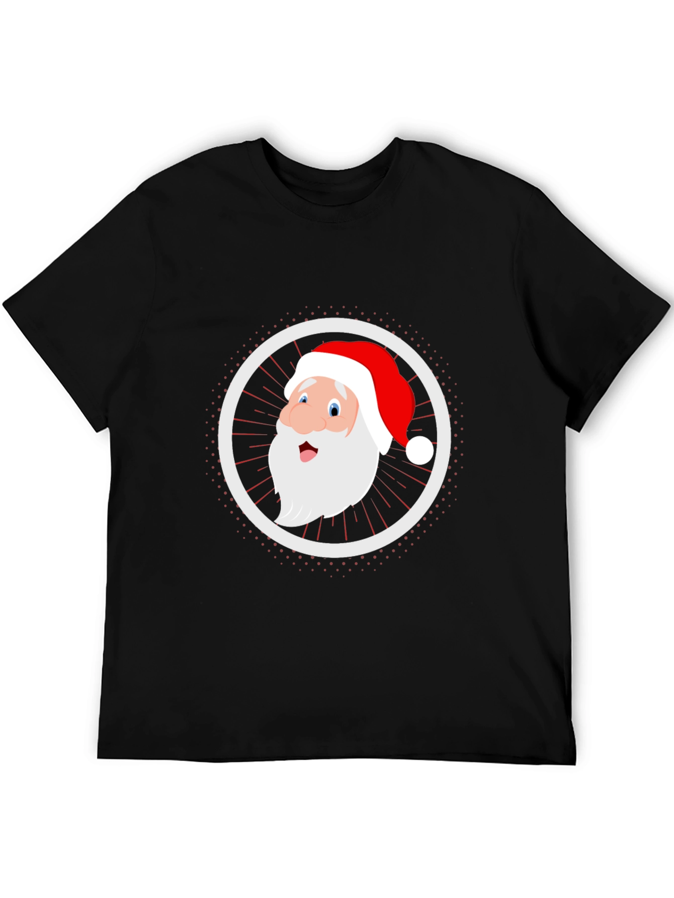Festive Santa Graphic Tee - Black Cotton Blend