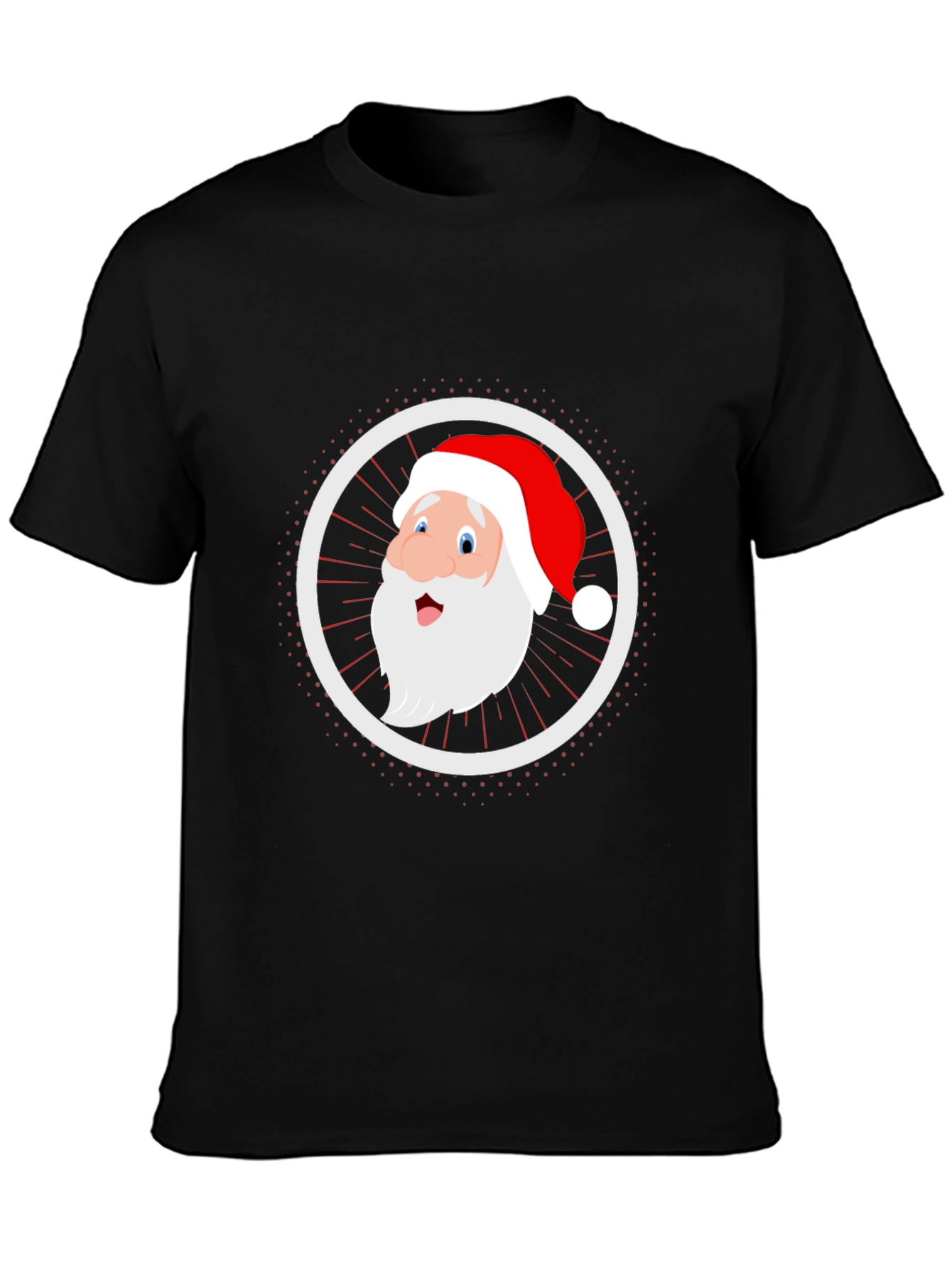 Festive Santa Graphic Tee - Black Cotton Blend