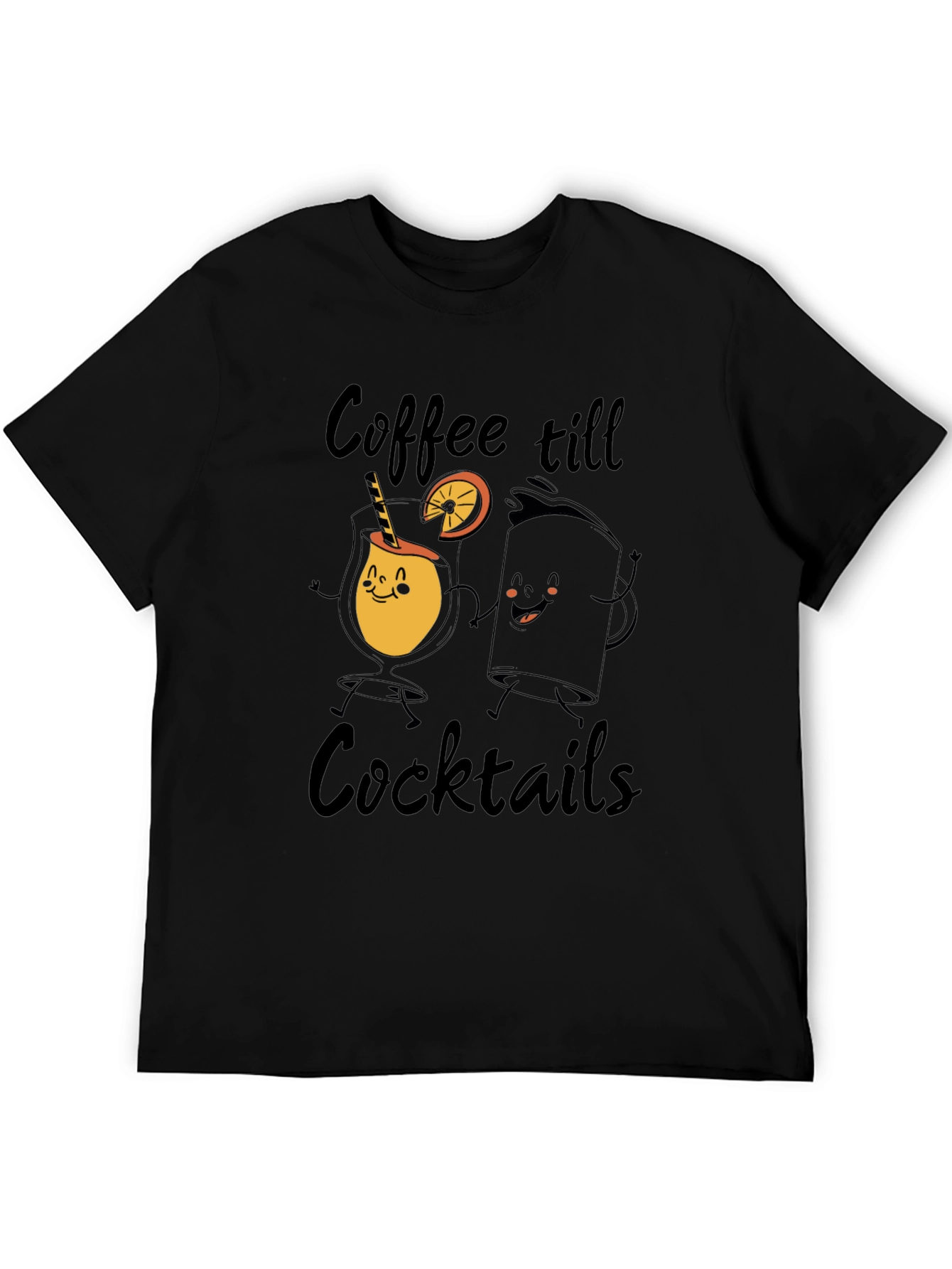 Coffee till Cocktails Graphic Tee - Black