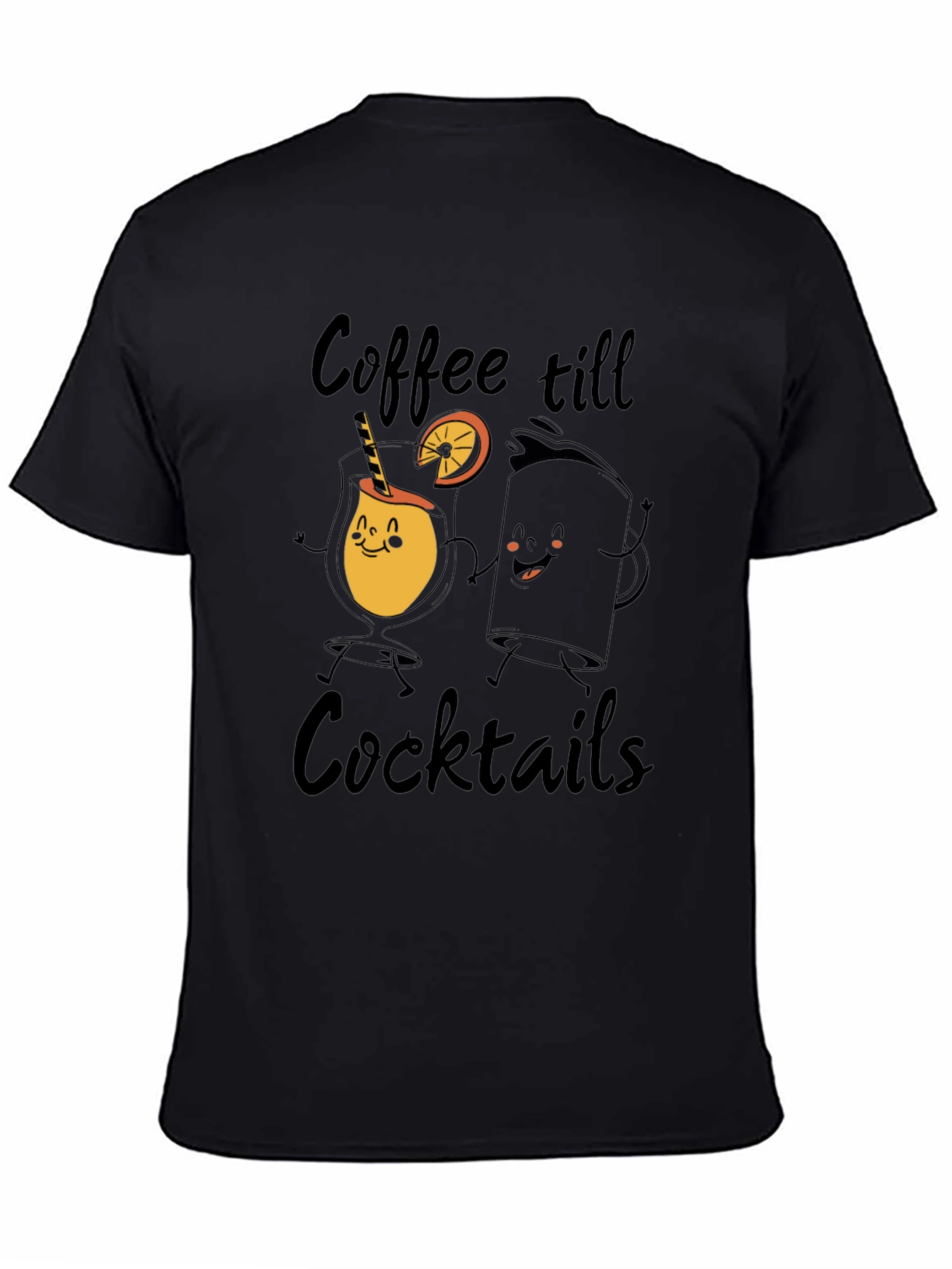 Coffee till Cocktails Graphic Tee - Black