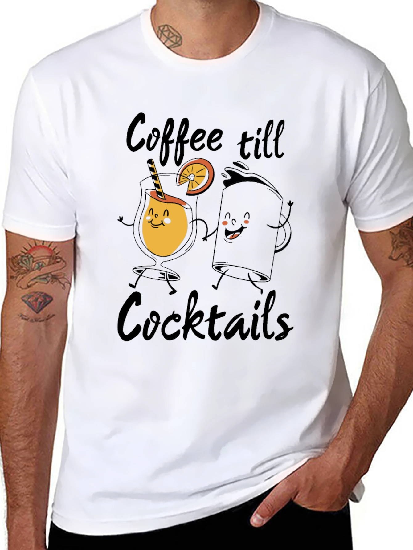 Coffee till Cocktails Graphic Tee - Black