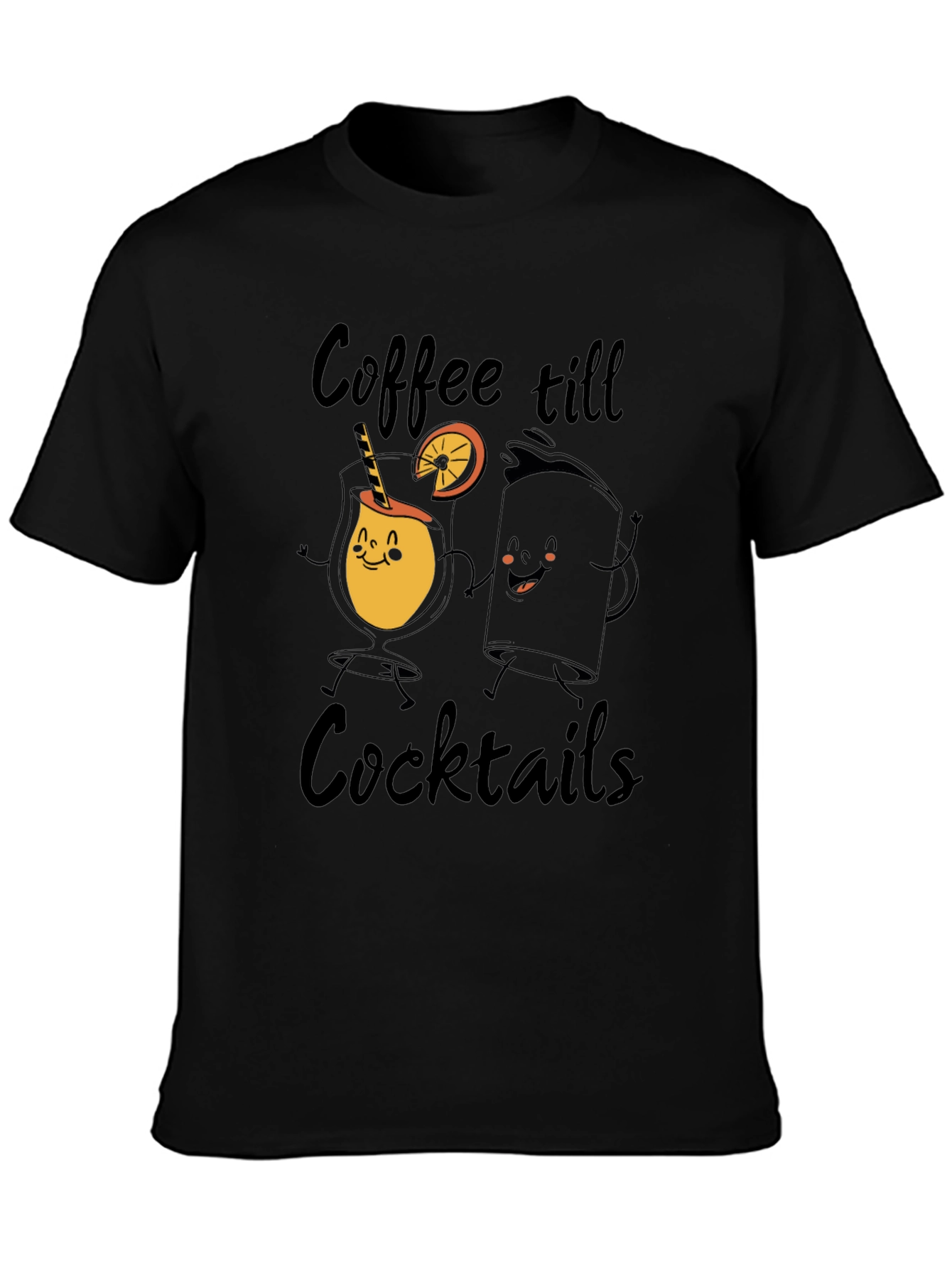 Coffee till Cocktails Graphic Tee - Black