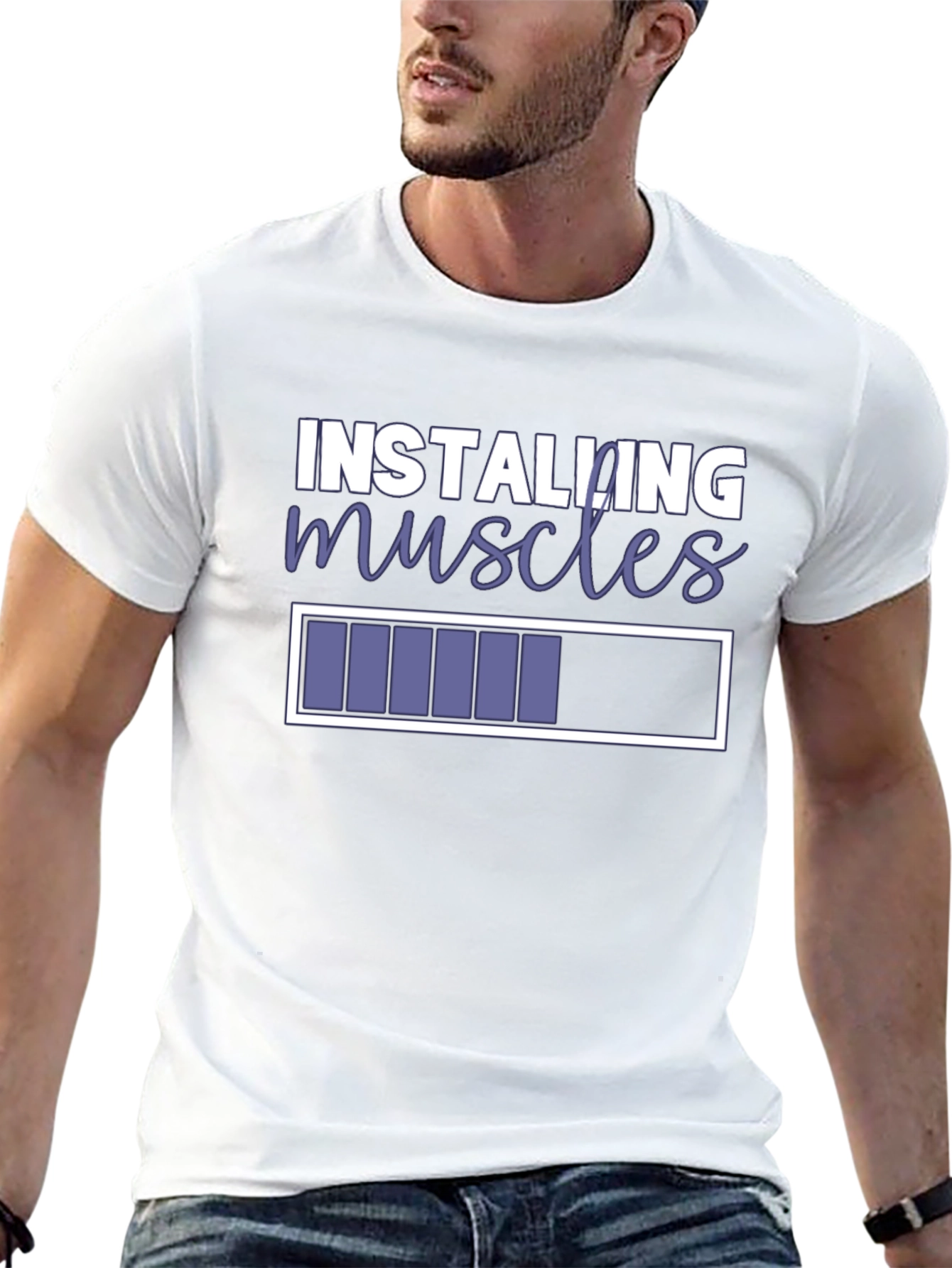Installing Muscles T-Shirt - Funny Gym Workout Tee