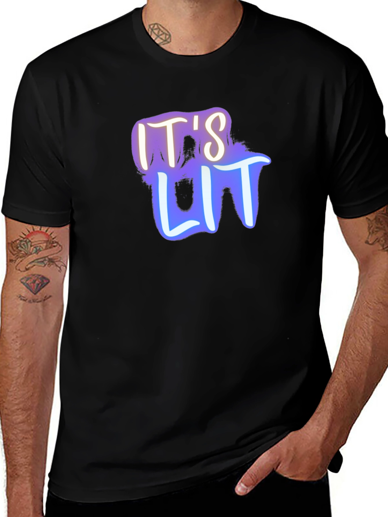 Its Lit Graphic Tee - Black Cotton T-Shirt
