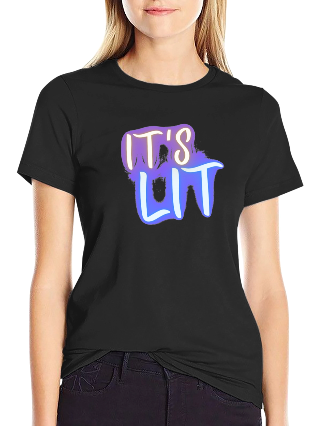Its Lit Graphic Tee - Black Cotton T-Shirt