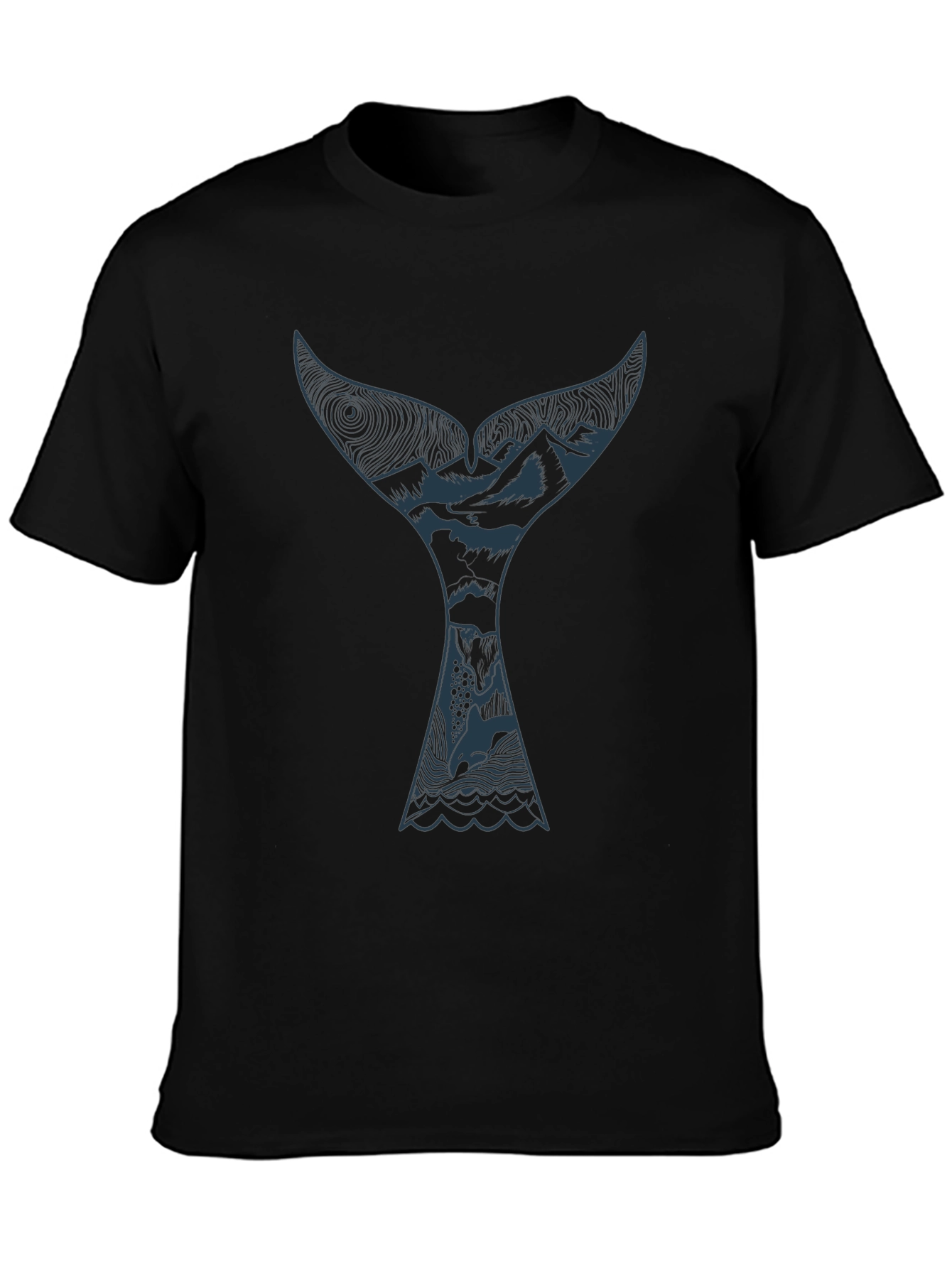 Whale Tail Mountain Graphic Tee - Black