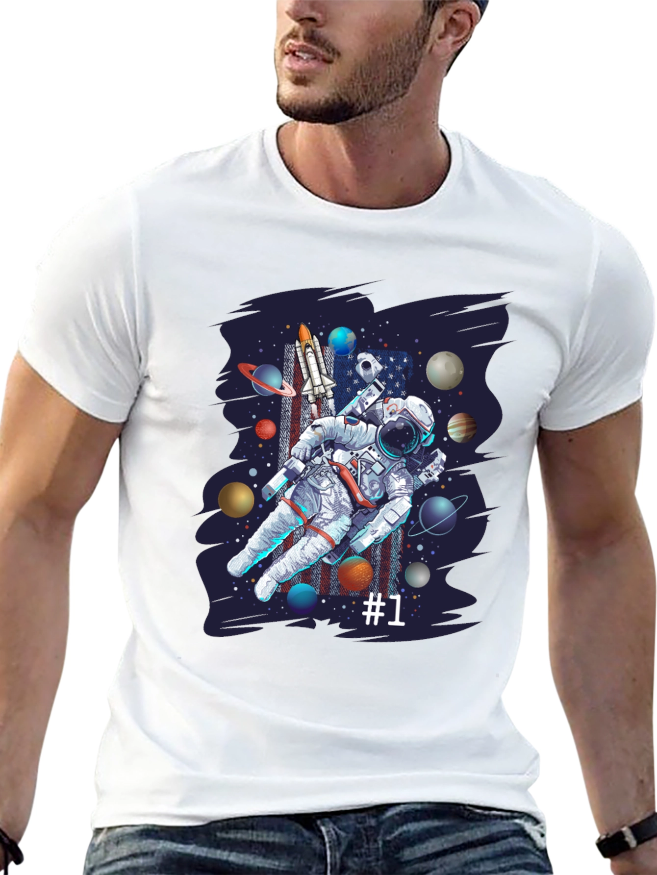 Astronaut Space Graphic Black T-Shirt