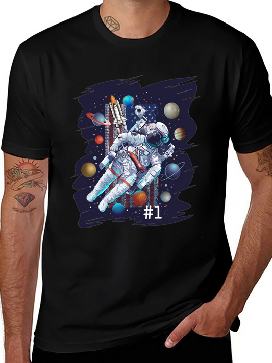 Astronaut Space Graphic Black T-Shirt