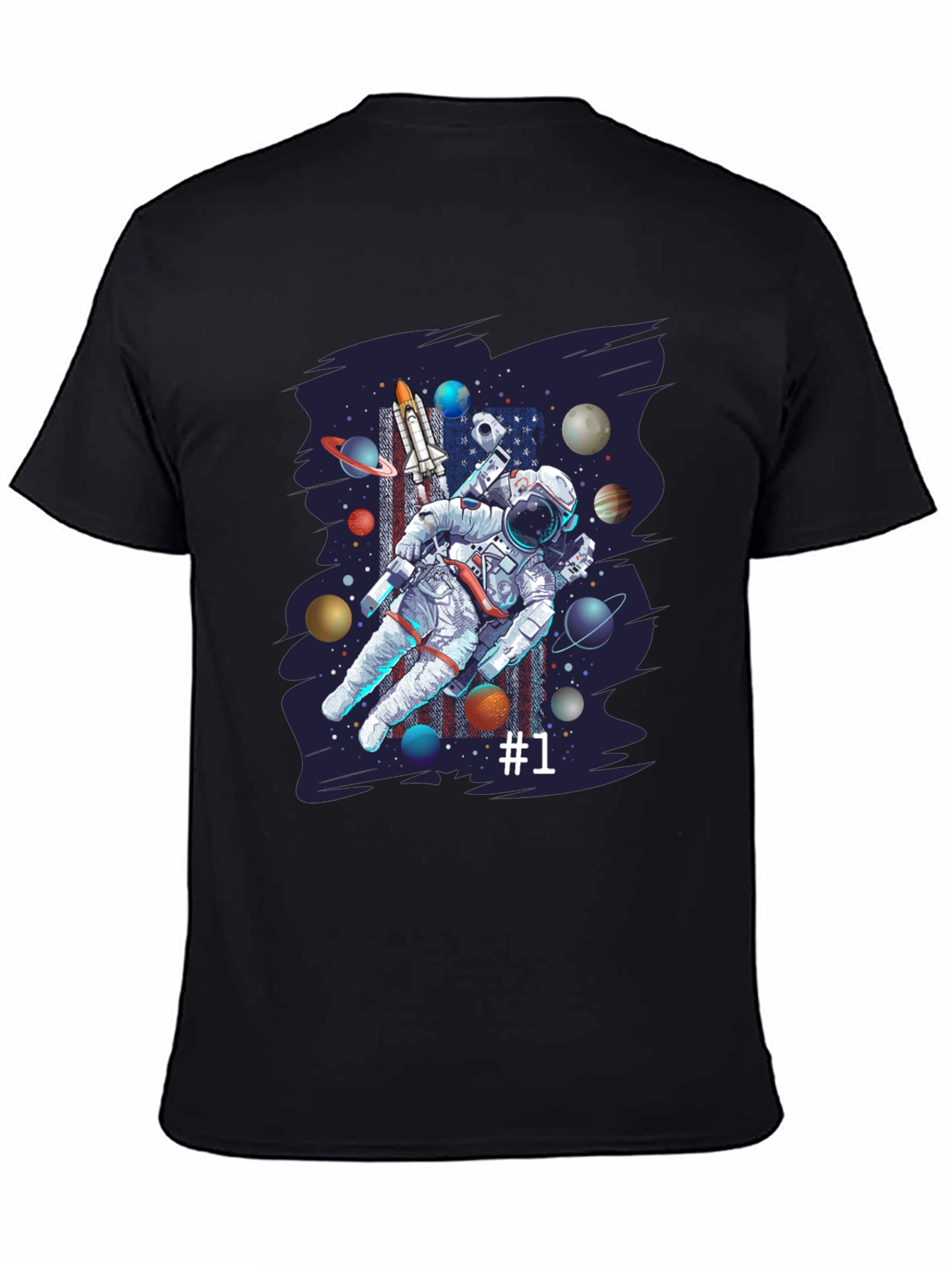 Astronaut Space Graphic Black T-Shirt