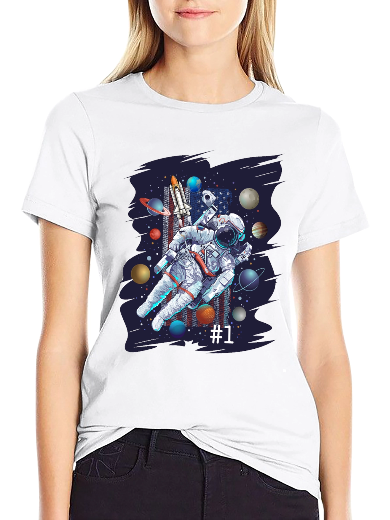 Astronaut Space Graphic Black T-Shirt