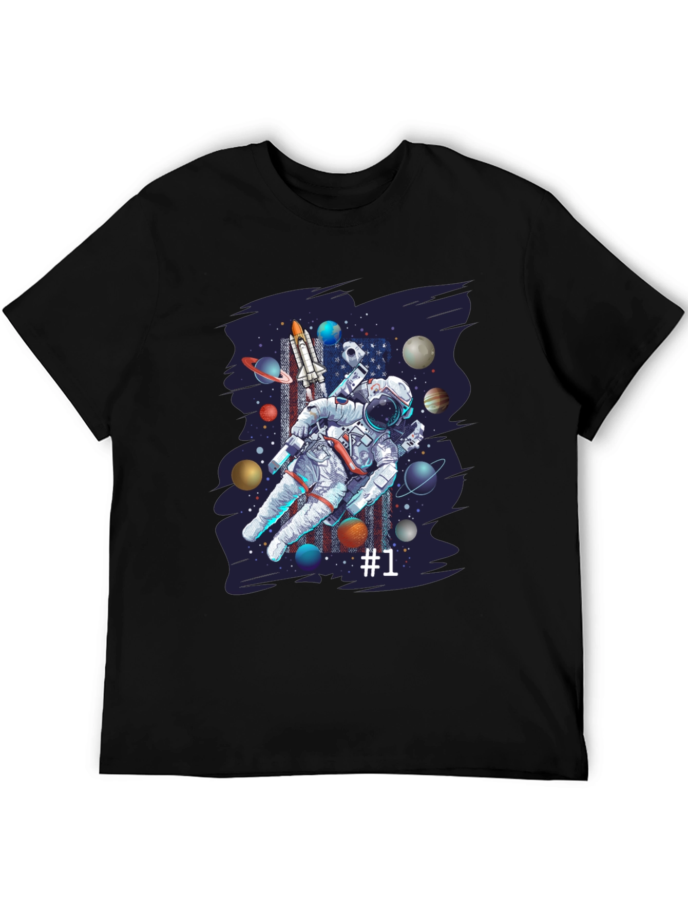 Astronaut Space Graphic Black T-Shirt