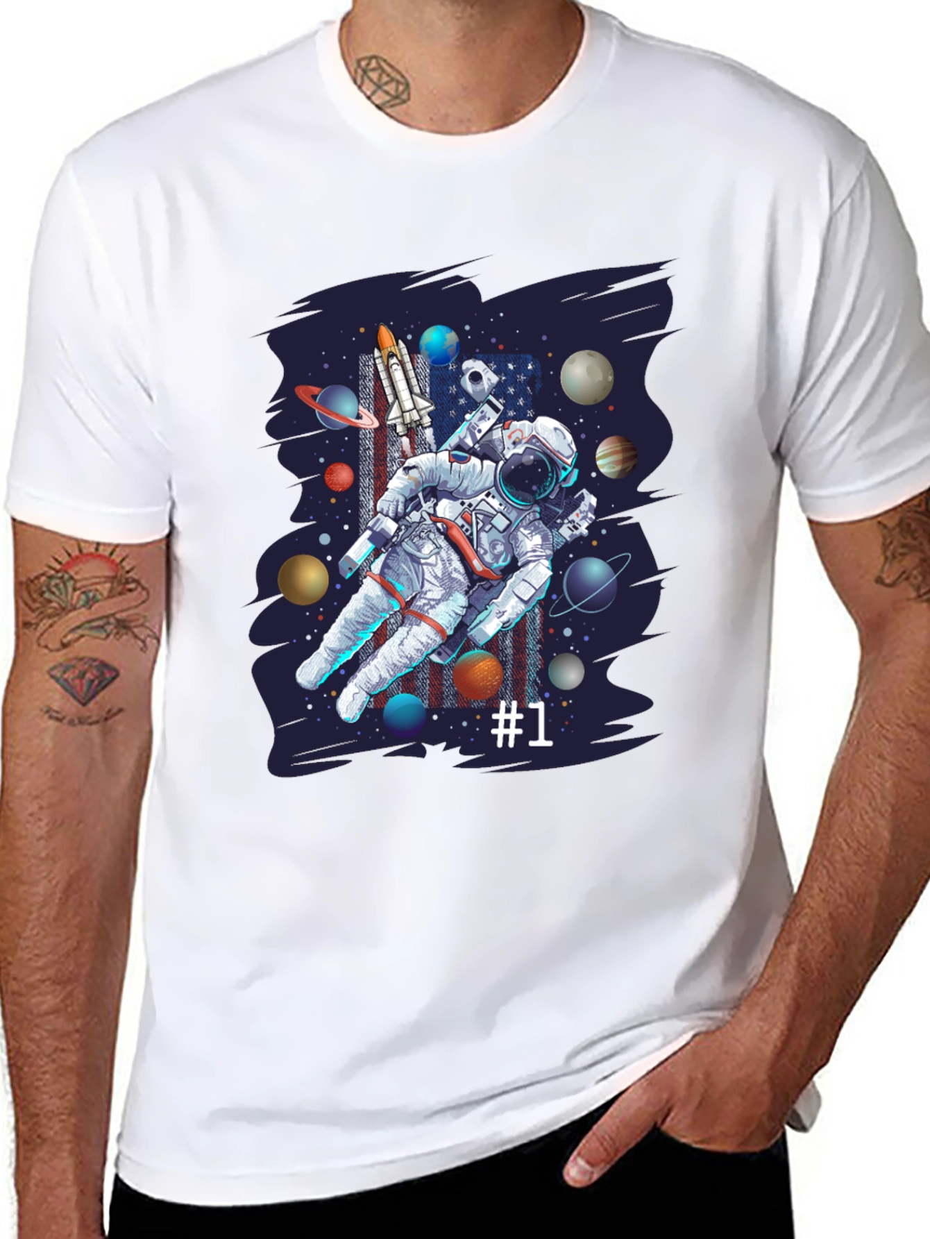 Astronaut Space Graphic Black T-Shirt