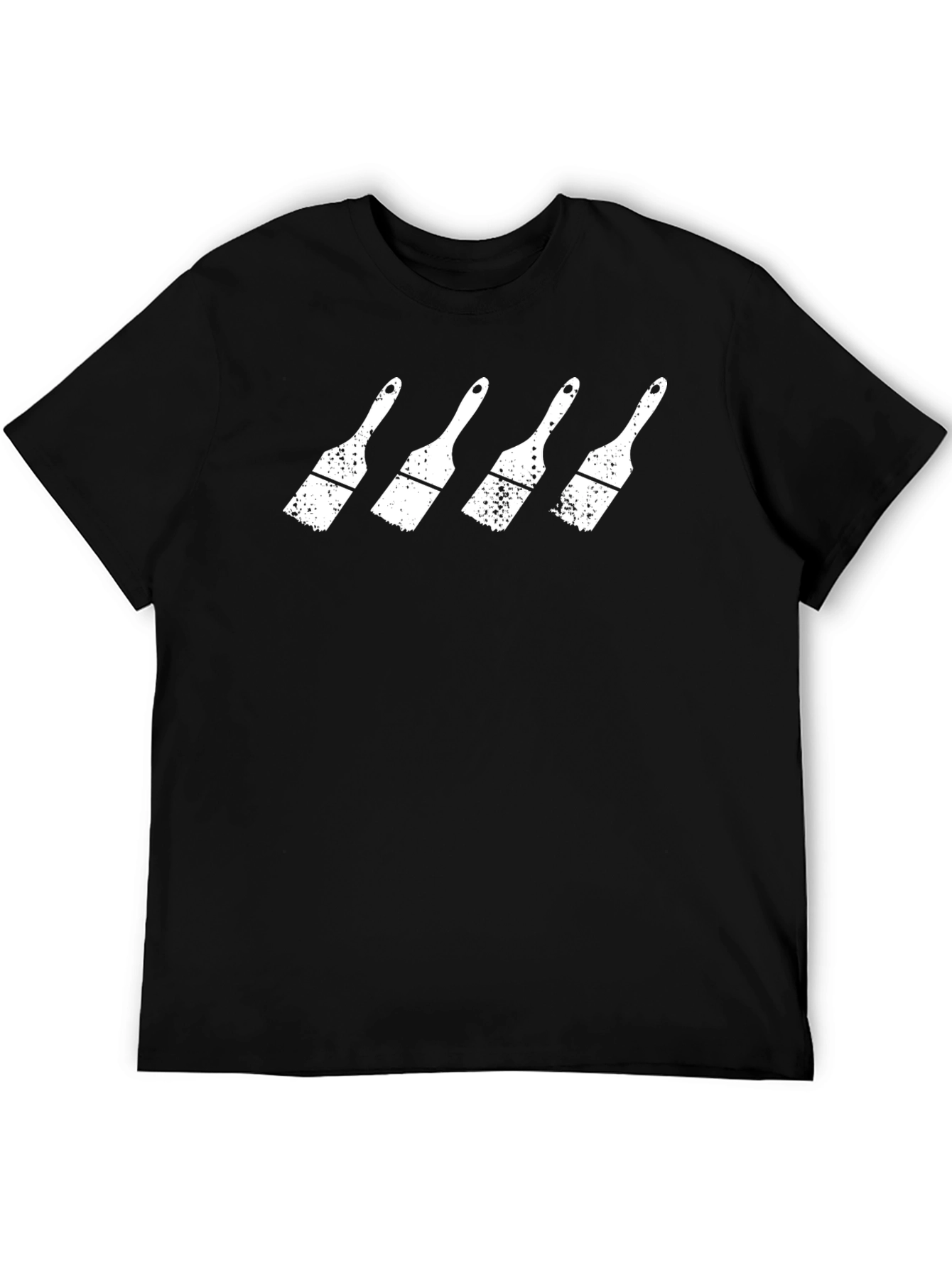 Paintbrush Graphic T-Shirt - Black Crew Neck Tee