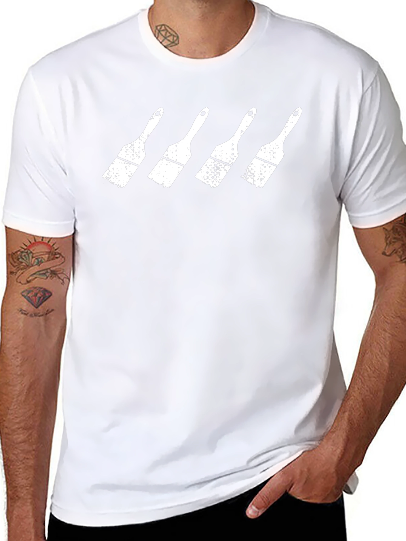 Paintbrush Graphic T-Shirt - Black Crew Neck Tee