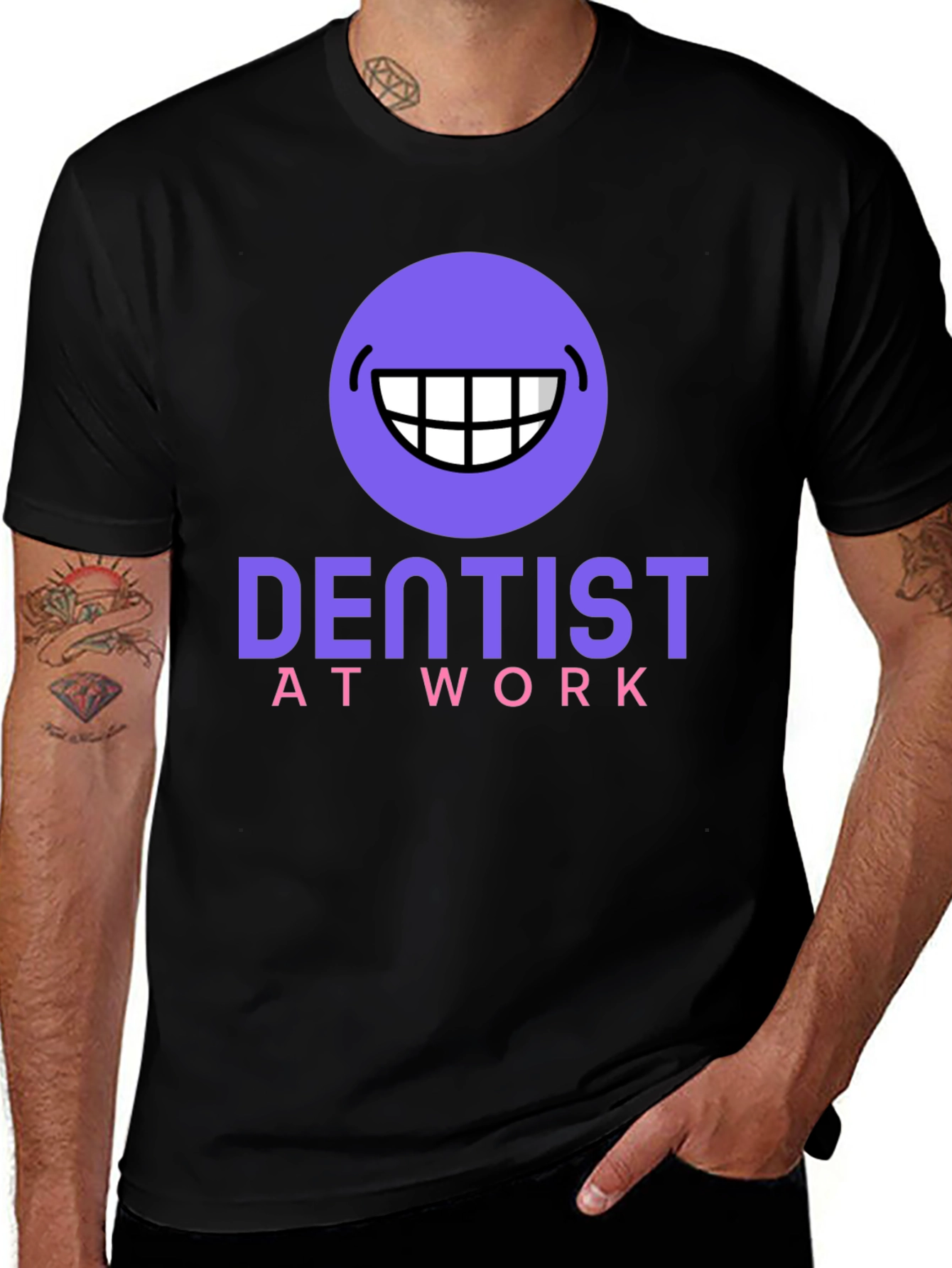 Dentist At Work Graphic T-Shirt - Black Cotton