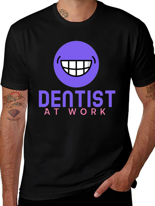 Dentist At Work Graphic T-Shirt - Black Cotton