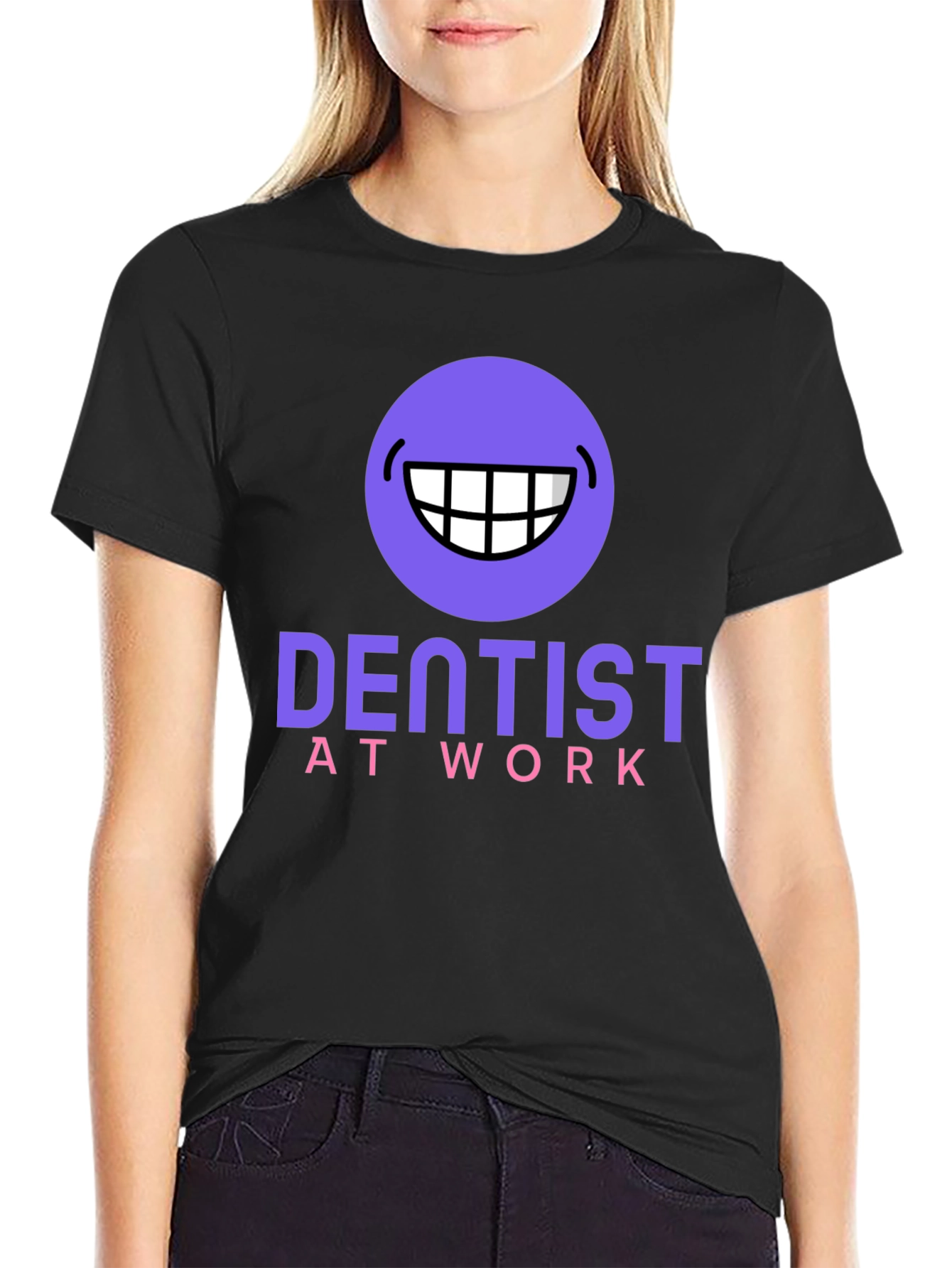 Dentist At Work Graphic T-Shirt - Black Cotton