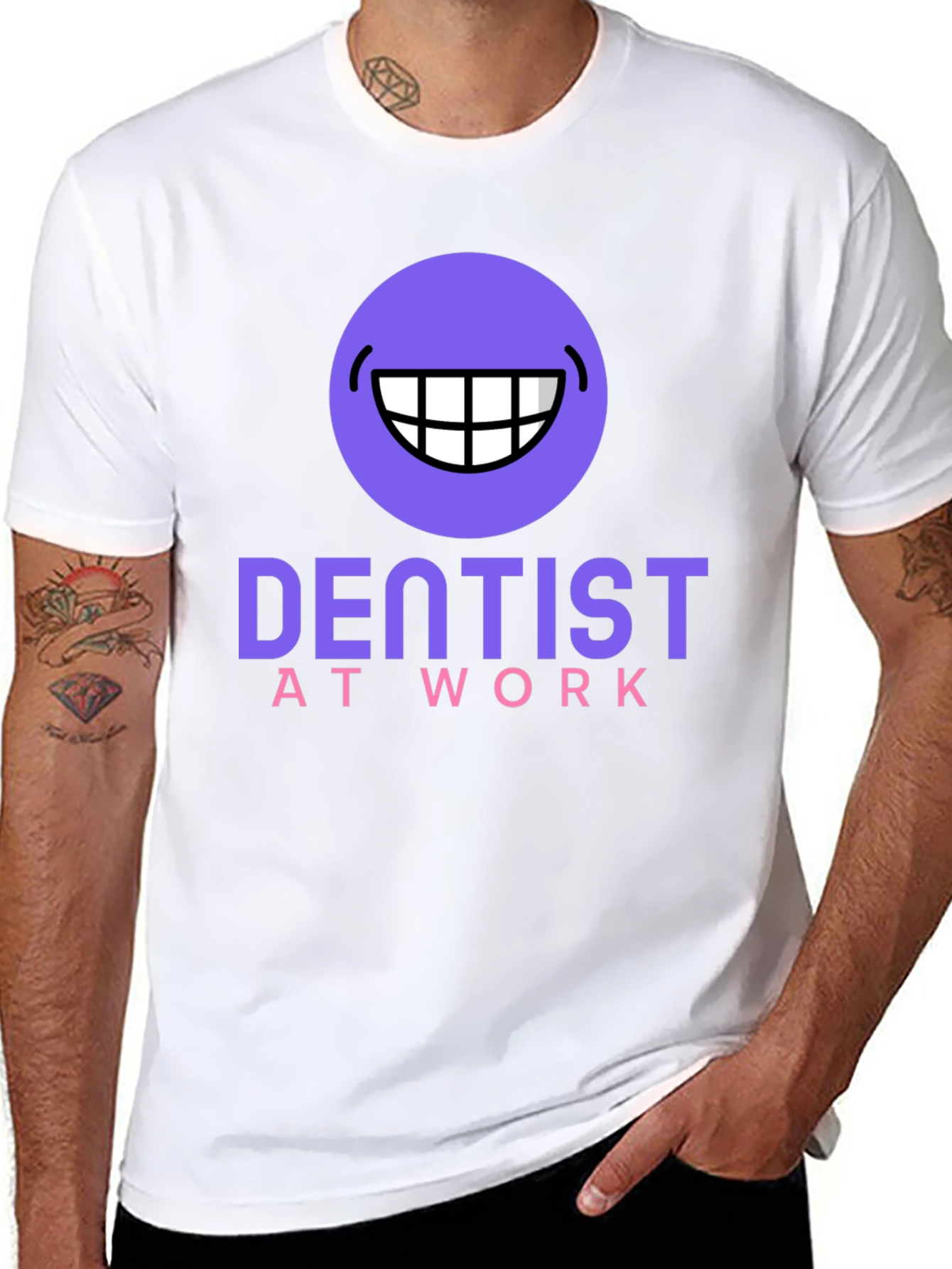 Dentist At Work Graphic T-Shirt - Black Cotton