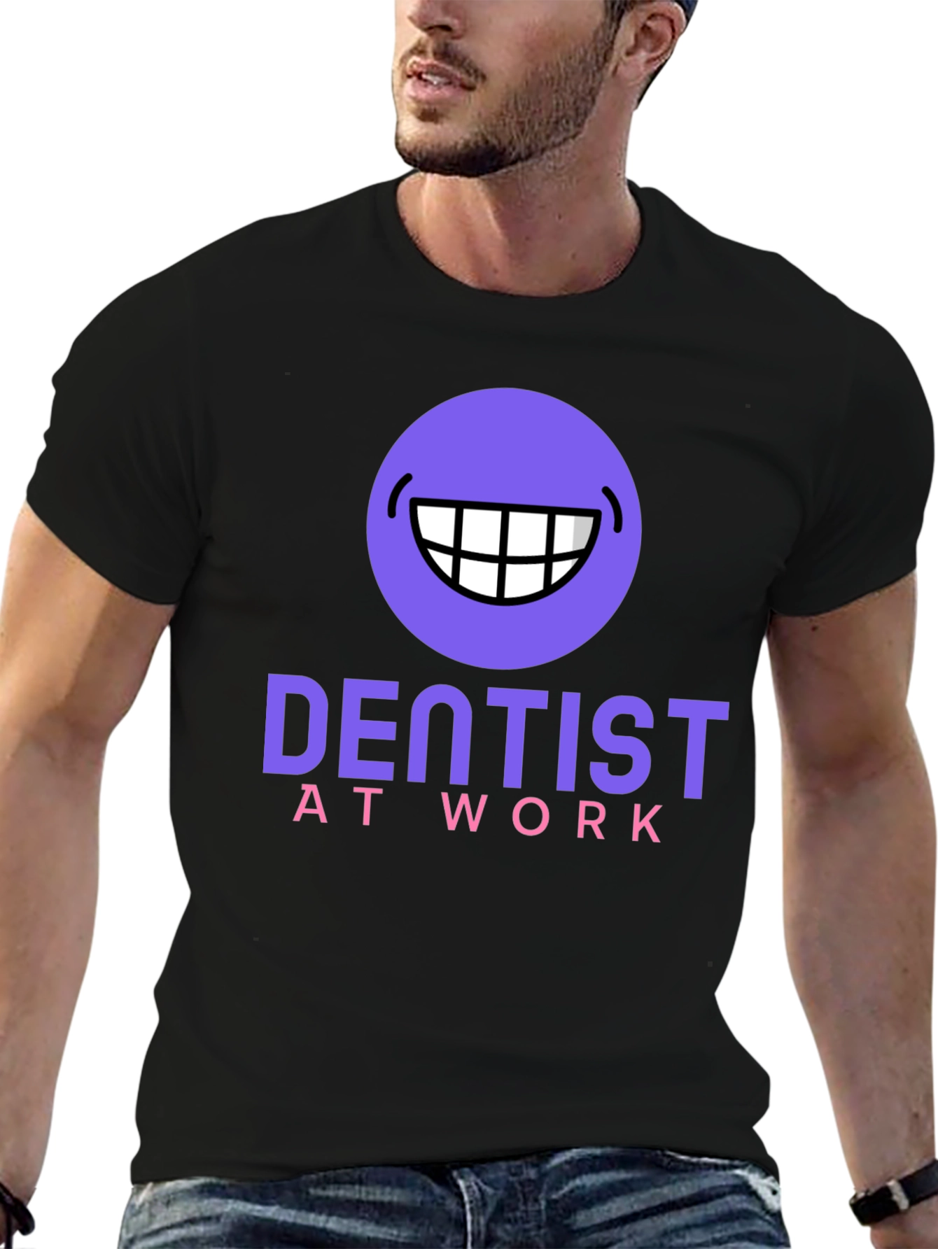 Dentist At Work Graphic T-Shirt - Black Cotton