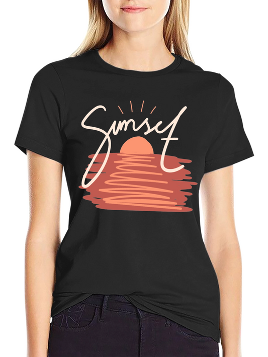 Sunset Graphic Tee - Stylish Black T-Shirt
