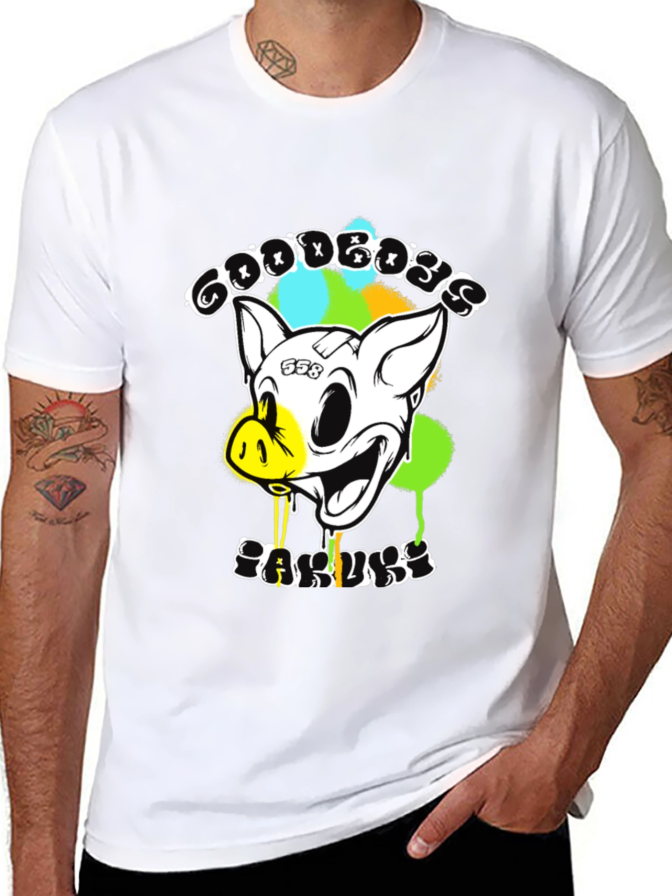 Goodbyes Garlicky Pig Graphic Tee - Black