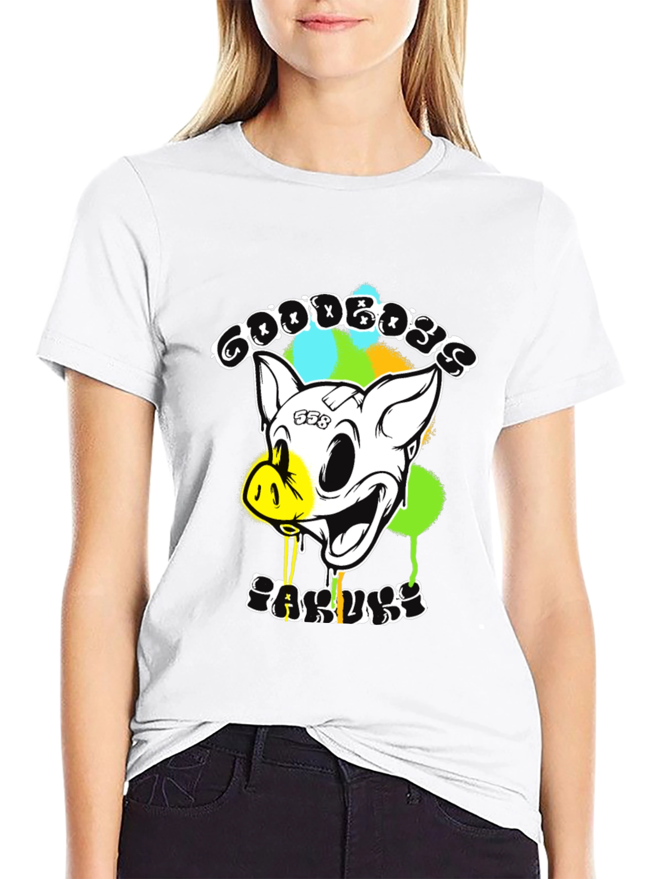 Goodbyes Garlicky Pig Graphic Tee - Black
