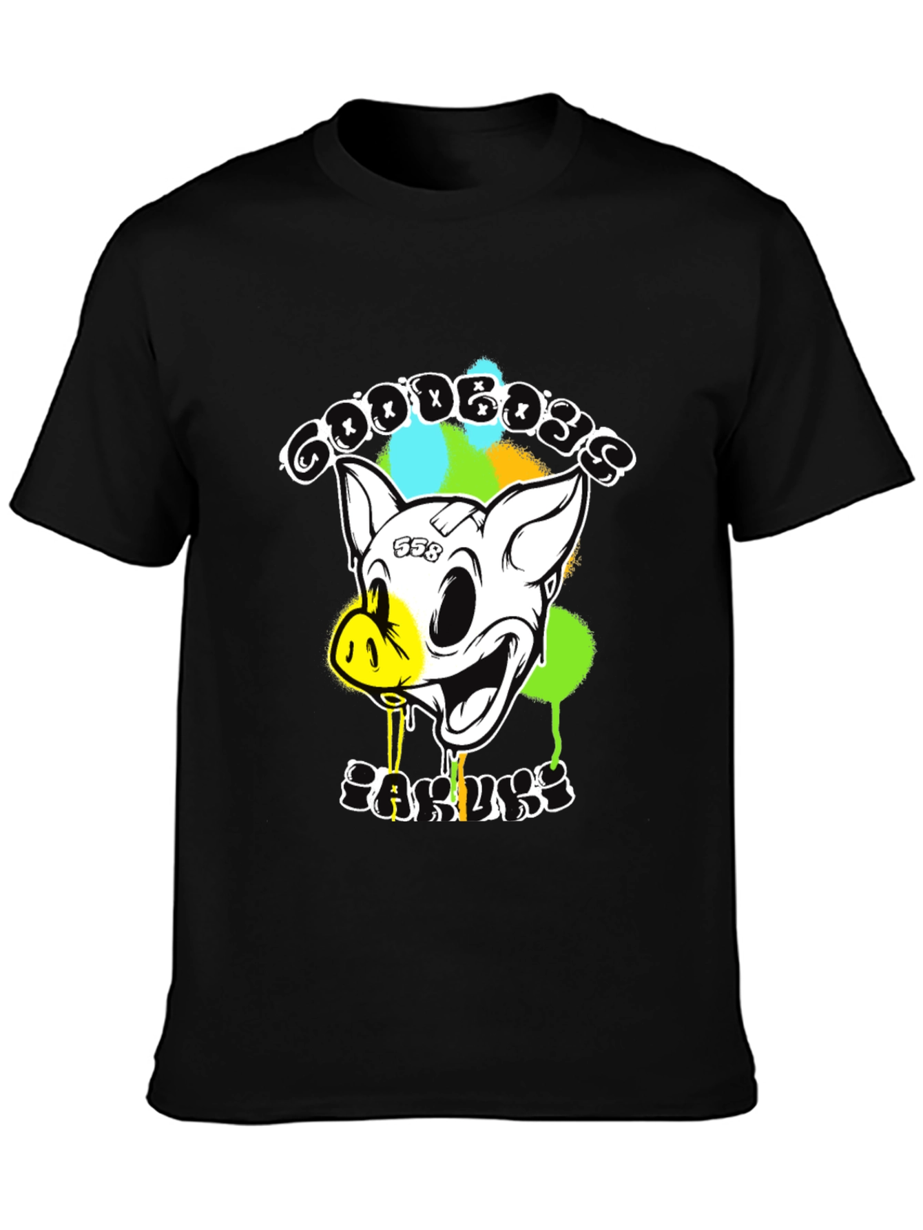 Goodbyes Garlicky Pig Graphic Tee - Black