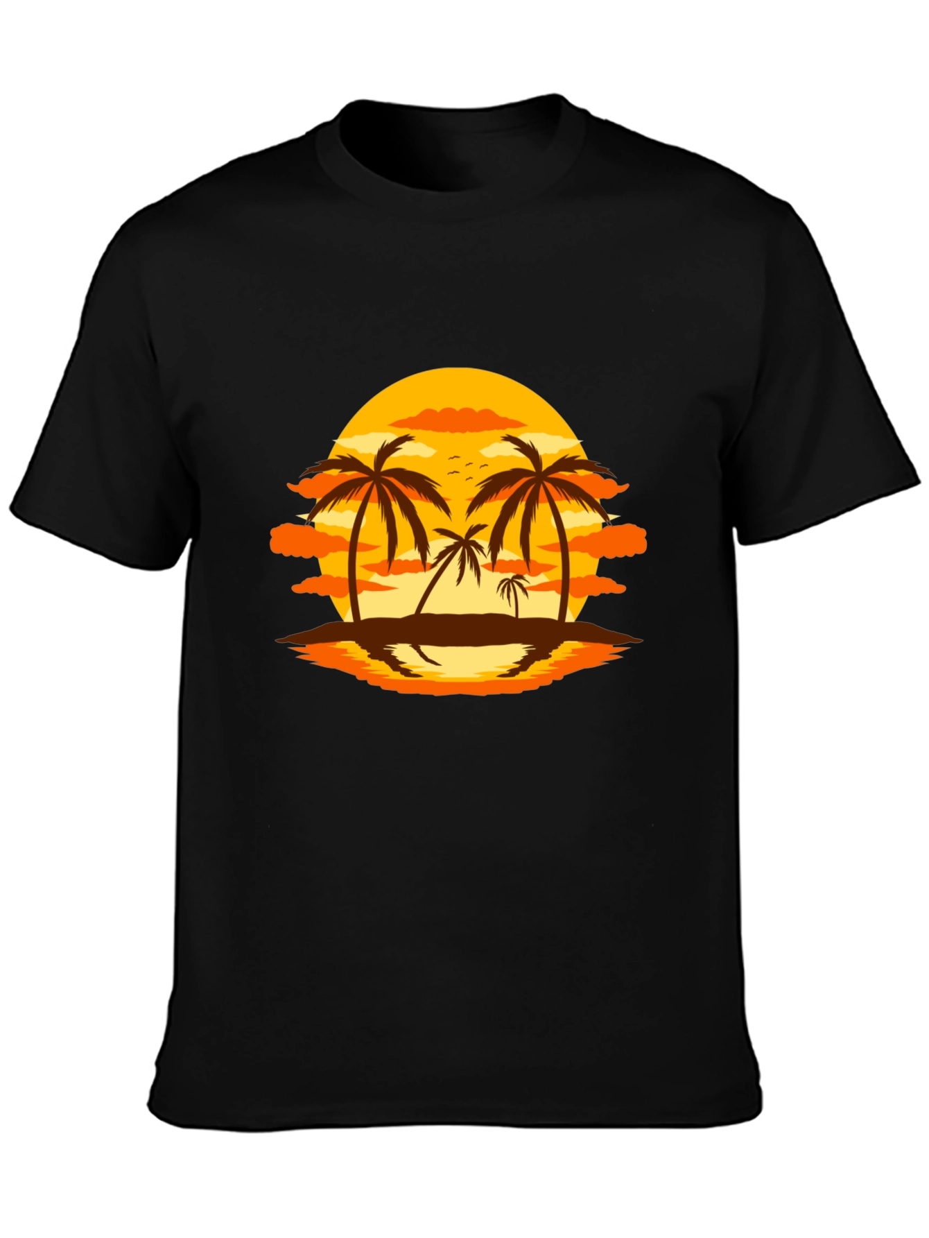 Sunset Palm Tree Graphic Black T-Shirt