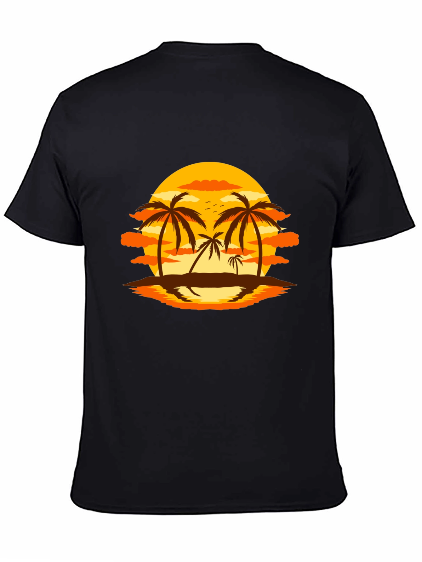 Sunset Palm Tree Graphic Black T-Shirt