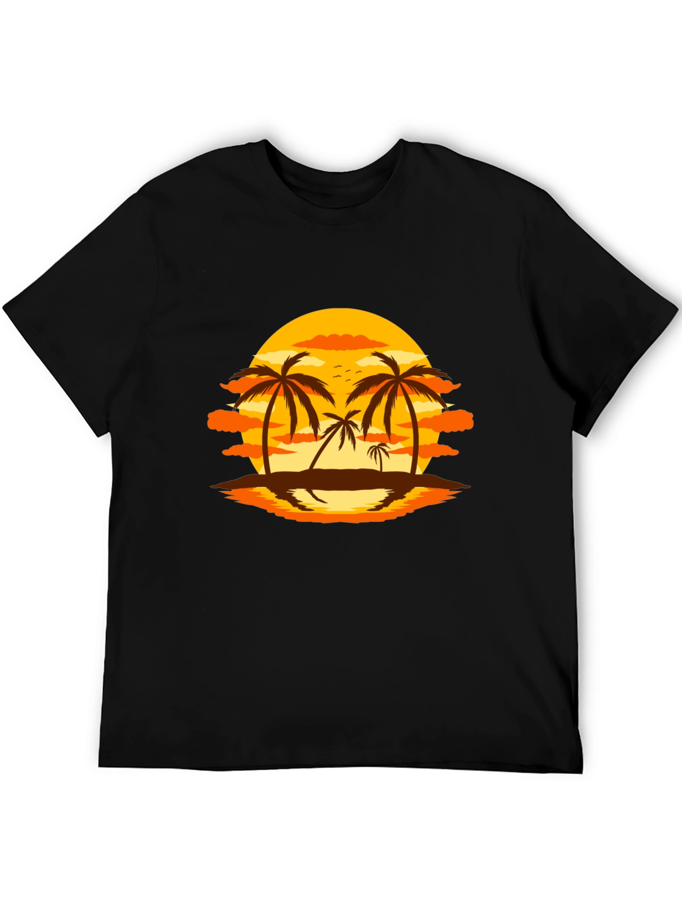 Sunset Palm Tree Graphic Black T-Shirt